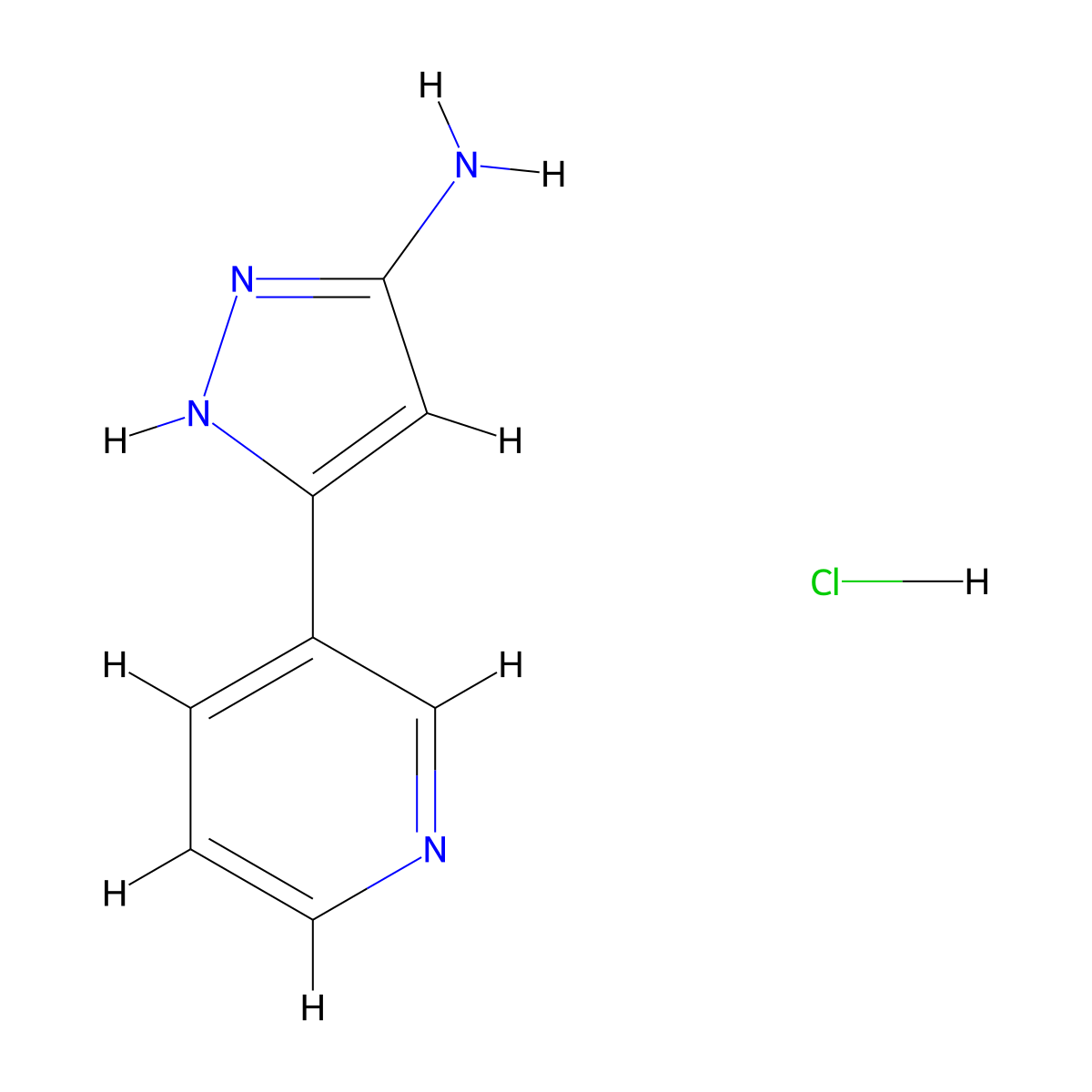5-(Pyridin-3-yl)-1H-pyrazol-3-amine hydrochloride molecular structure, CAS 1071623-05-6