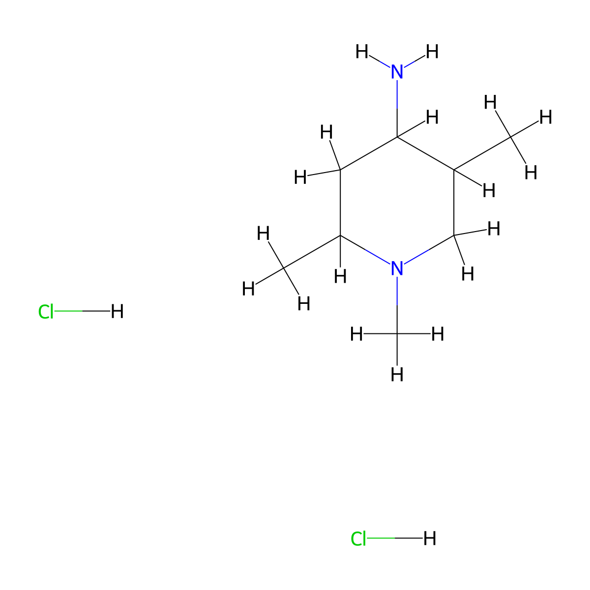 1,2,5-trimethylpiperidin-4-amine dihydrochloride, Mixture of diastereomers molecular structure, CAS 1071624-98-0
