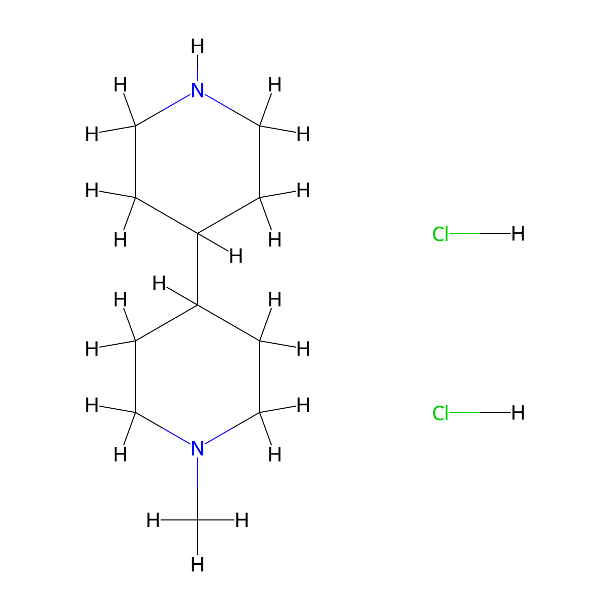 1-Methyl-4,4'-bipiperidine dihydrochloride molecular structure, CAS 1071634-39-3