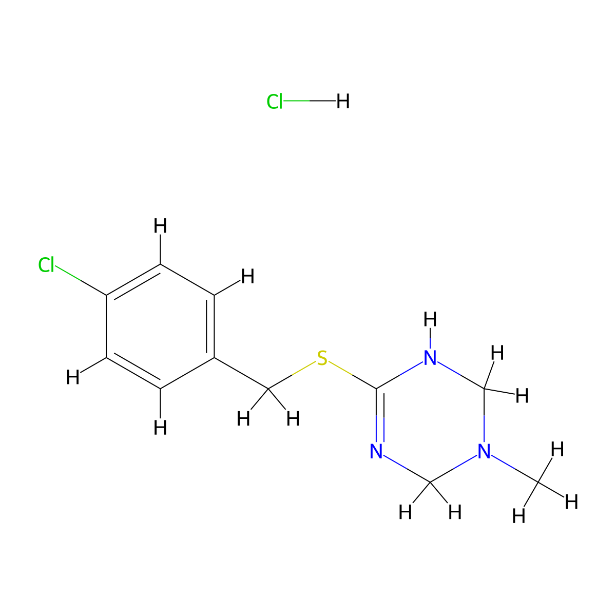 6-{[(4-Chlorophenyl)methyl]sulfanyl}-3-methyl-1,2,3,4-tetrahydro-1,3,5-triazine hydrochloride molecular structure, CAS 1071638-48-6