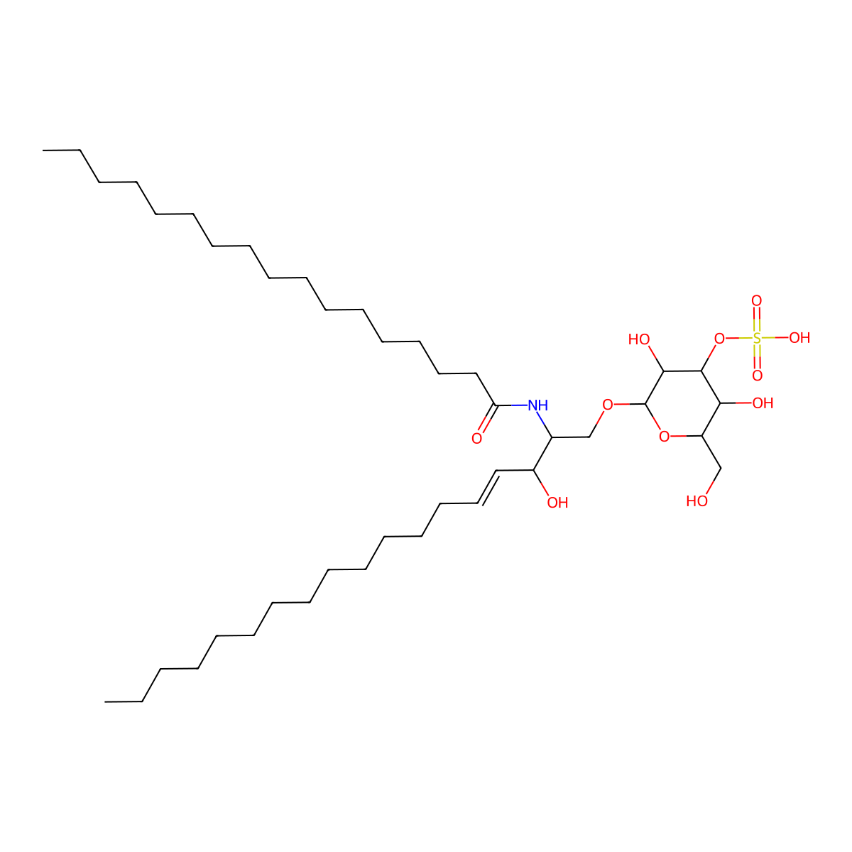 N-[(1S,2R,3E)-2-hydroxy-1-[[(3-O-sulfo-beta-D-galactopyranosyl)oxy]methyl]-3-heptadecen-1-yl]-heptadecanamide molecular structure, CAS 1071654-84-6