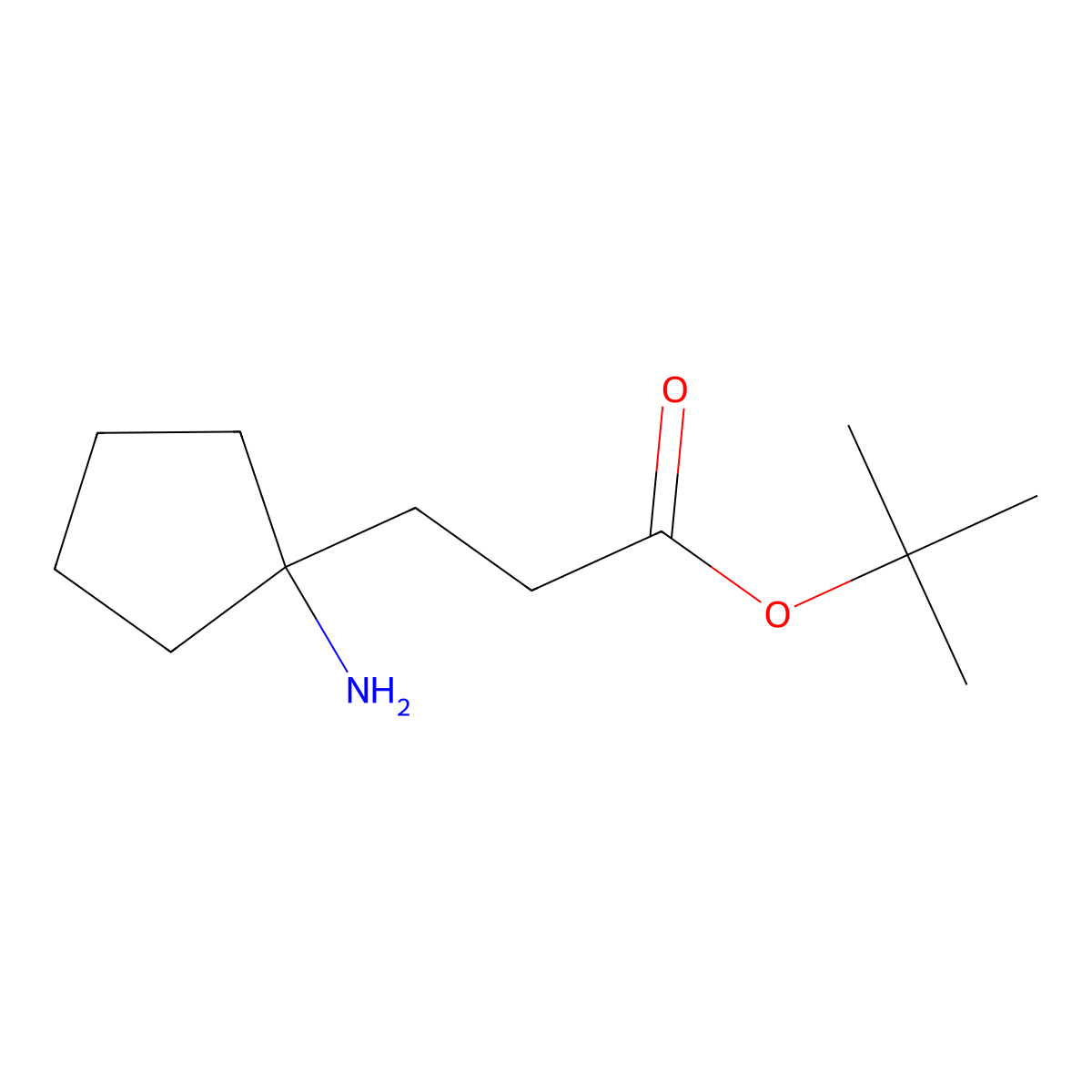 Tert-butyl 3-(1-aminocyclopentyl)propanoate molecular structure, CAS 1071654-91-5