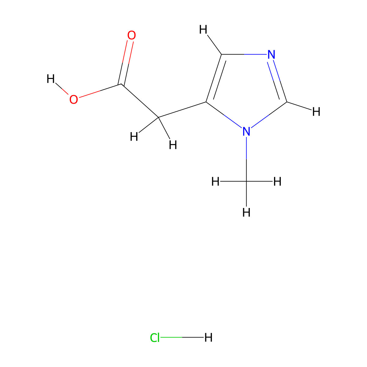 2-(1-methyl-1H-imidazol-5-yl)acetic acid hydrochloride molecular structure, CAS 1071661-55-6
