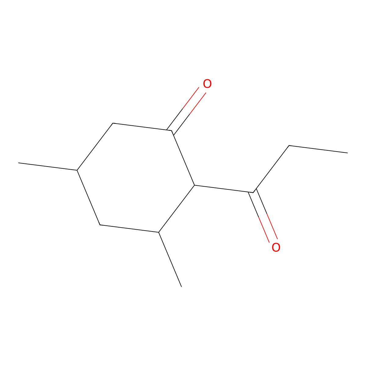 3,5-Dimethyl-2-propanoylcyclohexan-1-one molecular structure, CAS 1071674-23-1