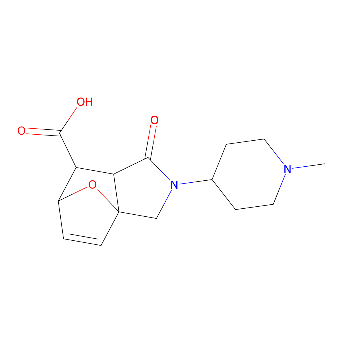 2-(1-Methylpiperidin-4-yl)-1-oxo-1,2,3,6,7,7a-hexahydro-3a,6-epoxyisoindole-7-carboxylic acid molecular structure, CAS 1071692-69-7