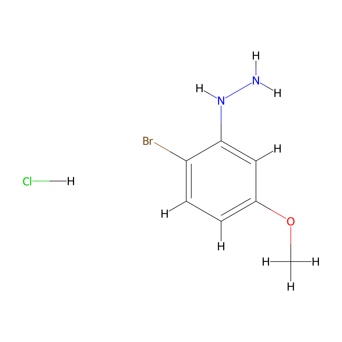 (2-Bromo-5-methoxyphenyl)hydrazine hydrochloride molecular structure, CAS 1071699-79-0