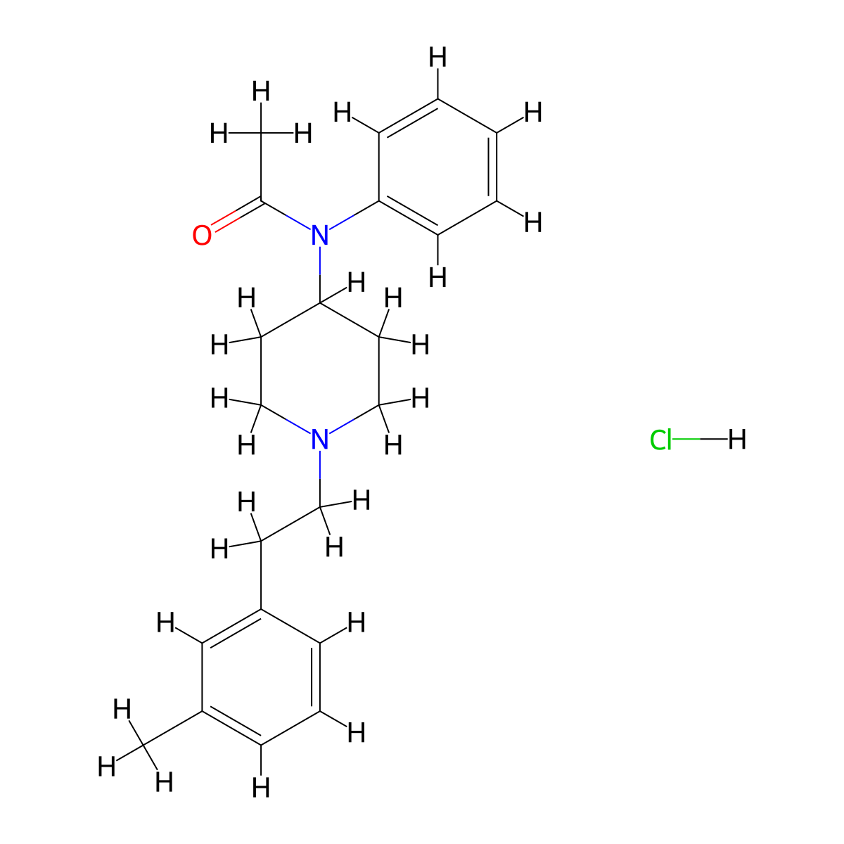 3'-Methyl acetyl fentanyl hydrochloride molecular structure, CAS 1071704-02-3