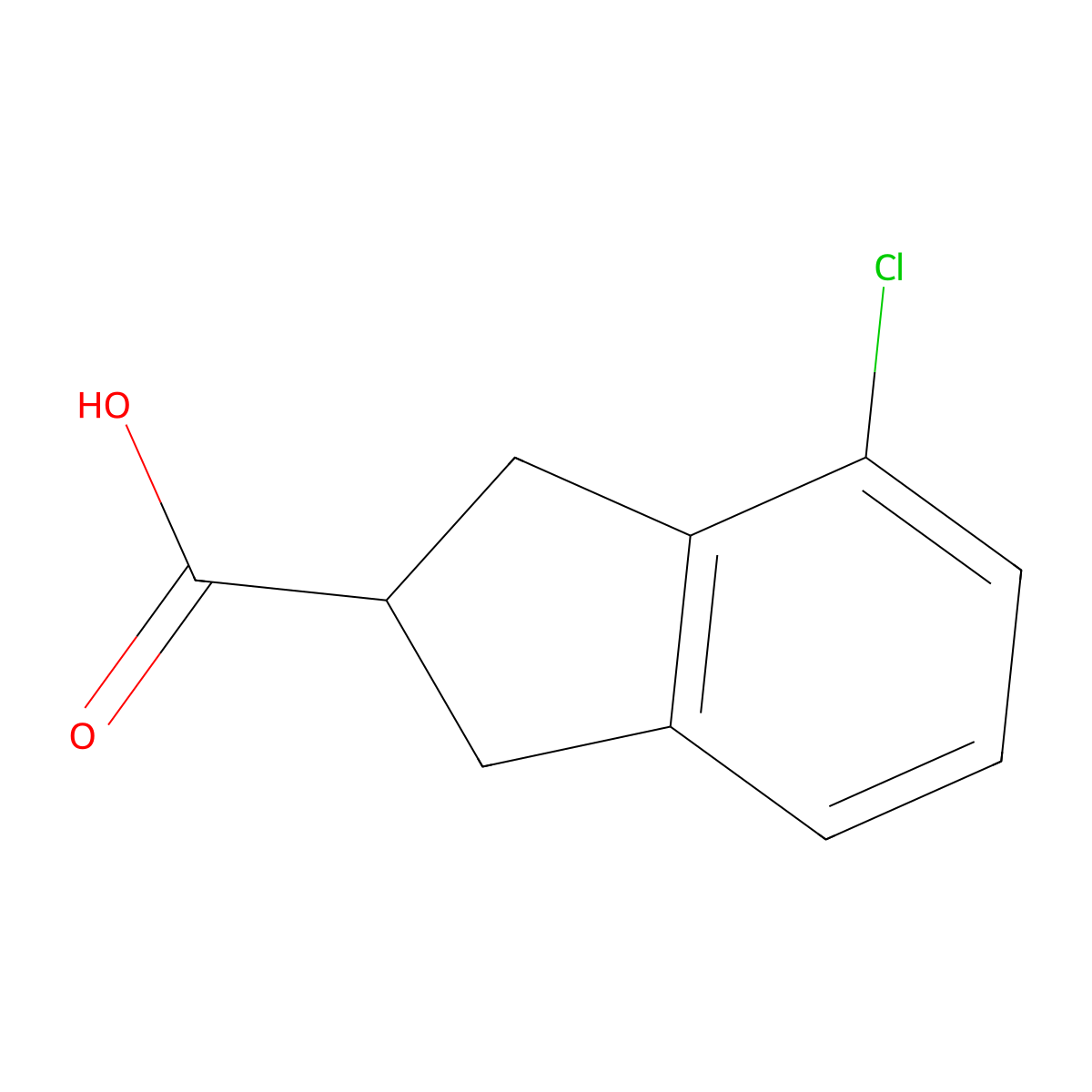 4-chloro-2,3-dihydro-1H-indene-2-carboxylic acid molecular structure, CAS 1071727-67-7