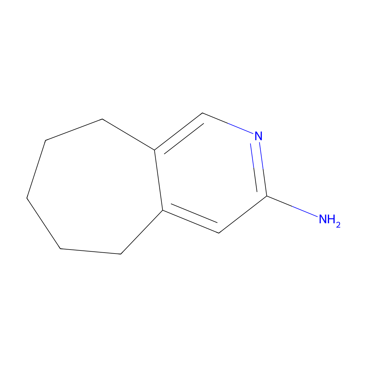 5H,6H,7H,8H,9H-cyclohepta[c]pyridin-3-amine molecular structure, CAS 1071763-80-8