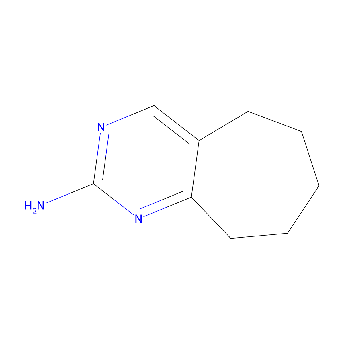 5H,6H,7H,8H,9H-cyclohepta(d)pyrimidin-2-amine molecular structure, CAS 1071763-85-3