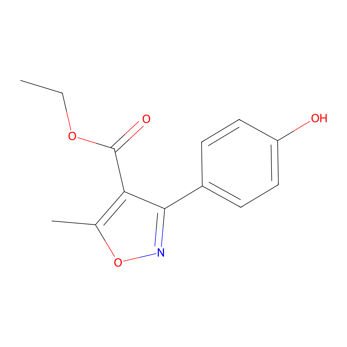 Ethyl 3-(4-Hydroxyphenyl)-5-methylisoxazole-4-carboxylate molecular structure, CAS 1071788-87-8