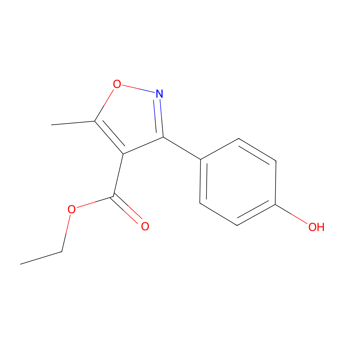 Ethyl 3-(4-Hydroxyphenyl)-5-methylisoxazole-4-carboxylate molecular structure, CAS 1071788-87-8