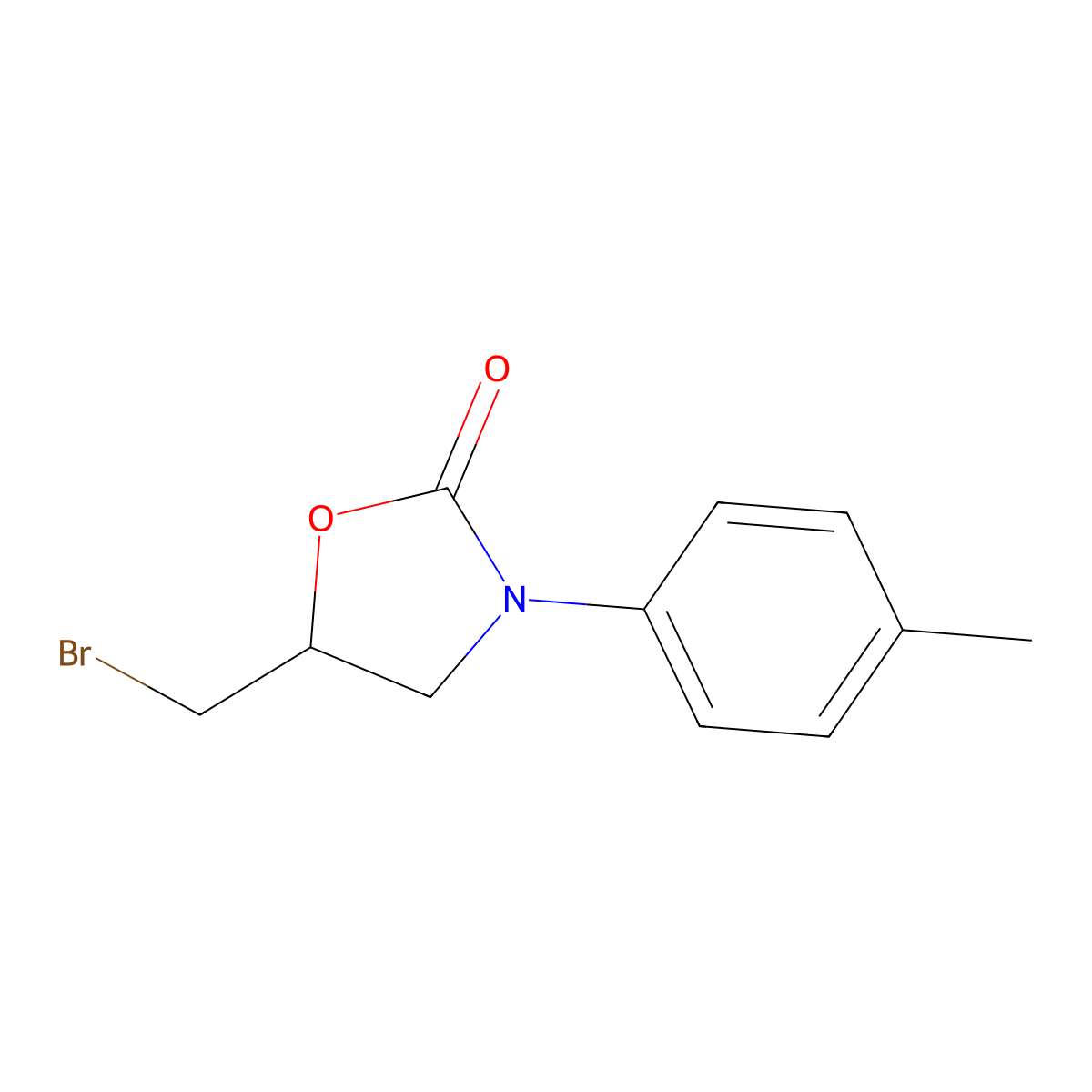 5-(Bromomethyl)-3-(4-methylphenyl)-1,3-oxazolidin-2-one molecular structure, CAS 1071789-17-7