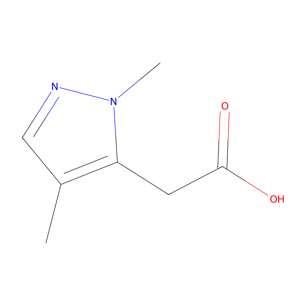 (1,4-dimethyl-1H-pyrazol-5-yl)acetic acid molecular structure, CAS 1071814-38-4