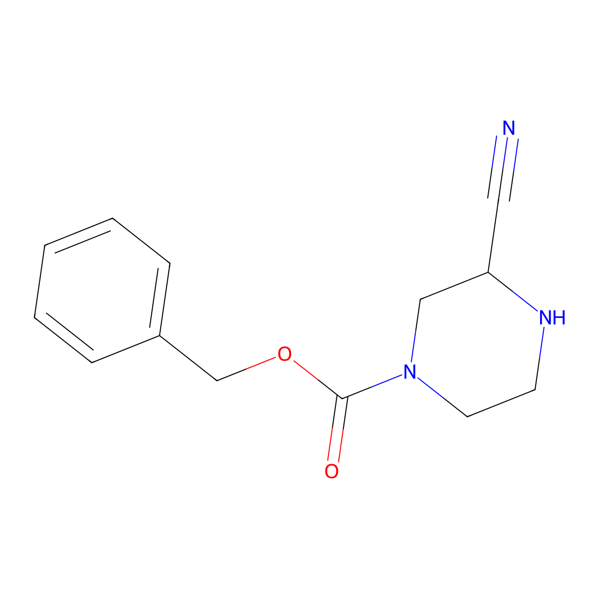 Benzyl 3-cyanopiperazine-1-carboxylate molecular structure, CAS 1071827-03-6