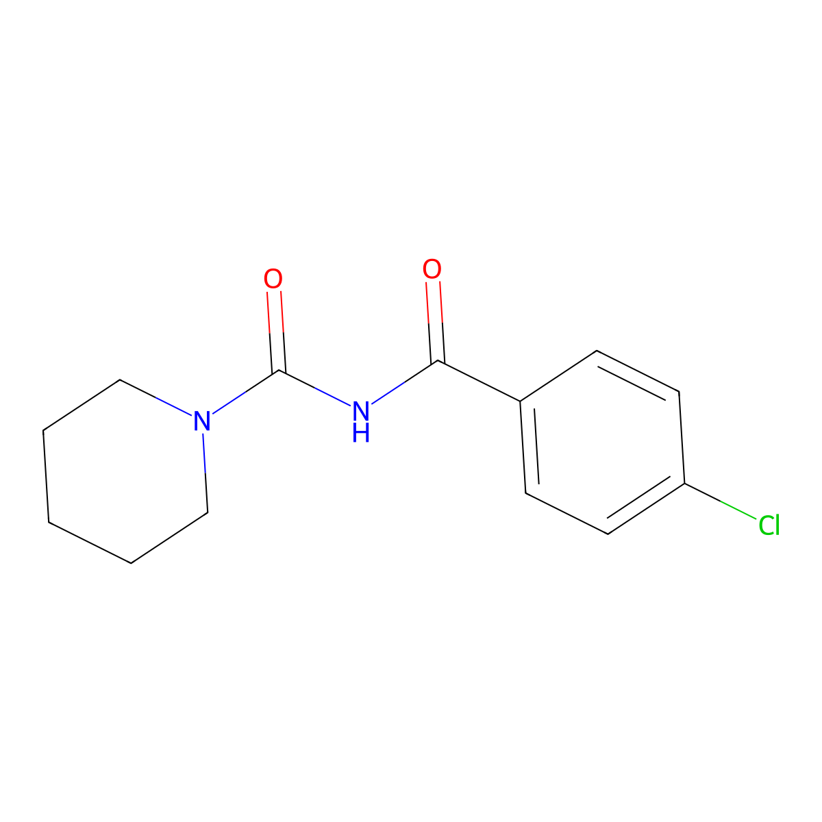 N-(4-chlorobenzoyl)piperidine-1-carboxamide molecular structure, CAS 107183-16-4
