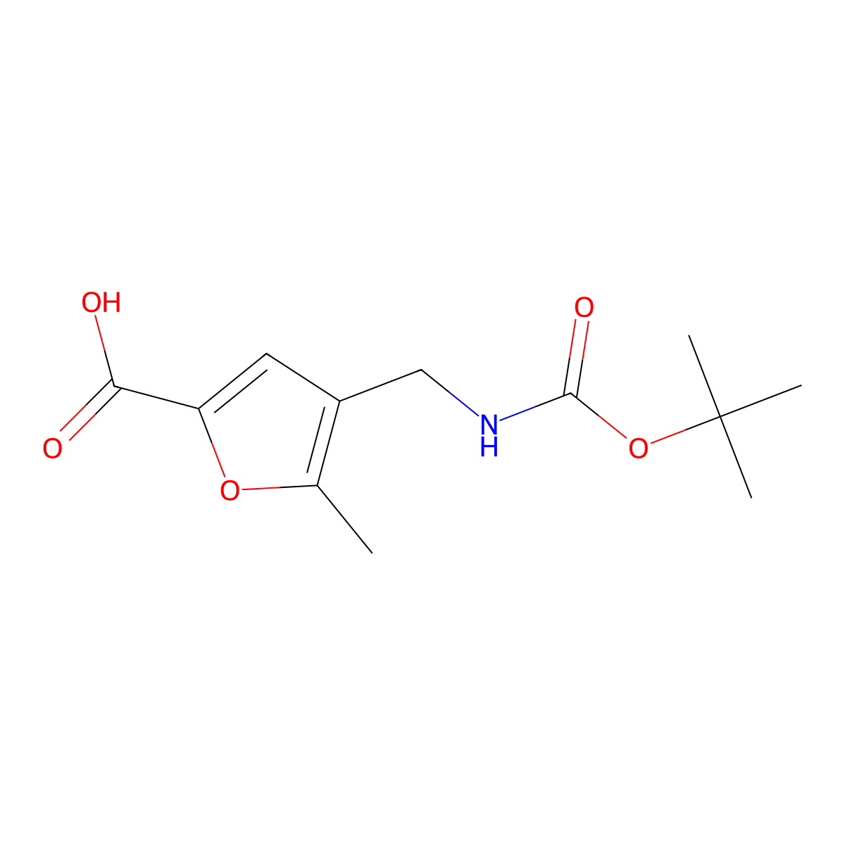 4-({[(Tert-butoxy)carbonyl]amino}methyl)-5-methylfuran-2-carboxylic acid molecular structure, CAS 1071866-32-4