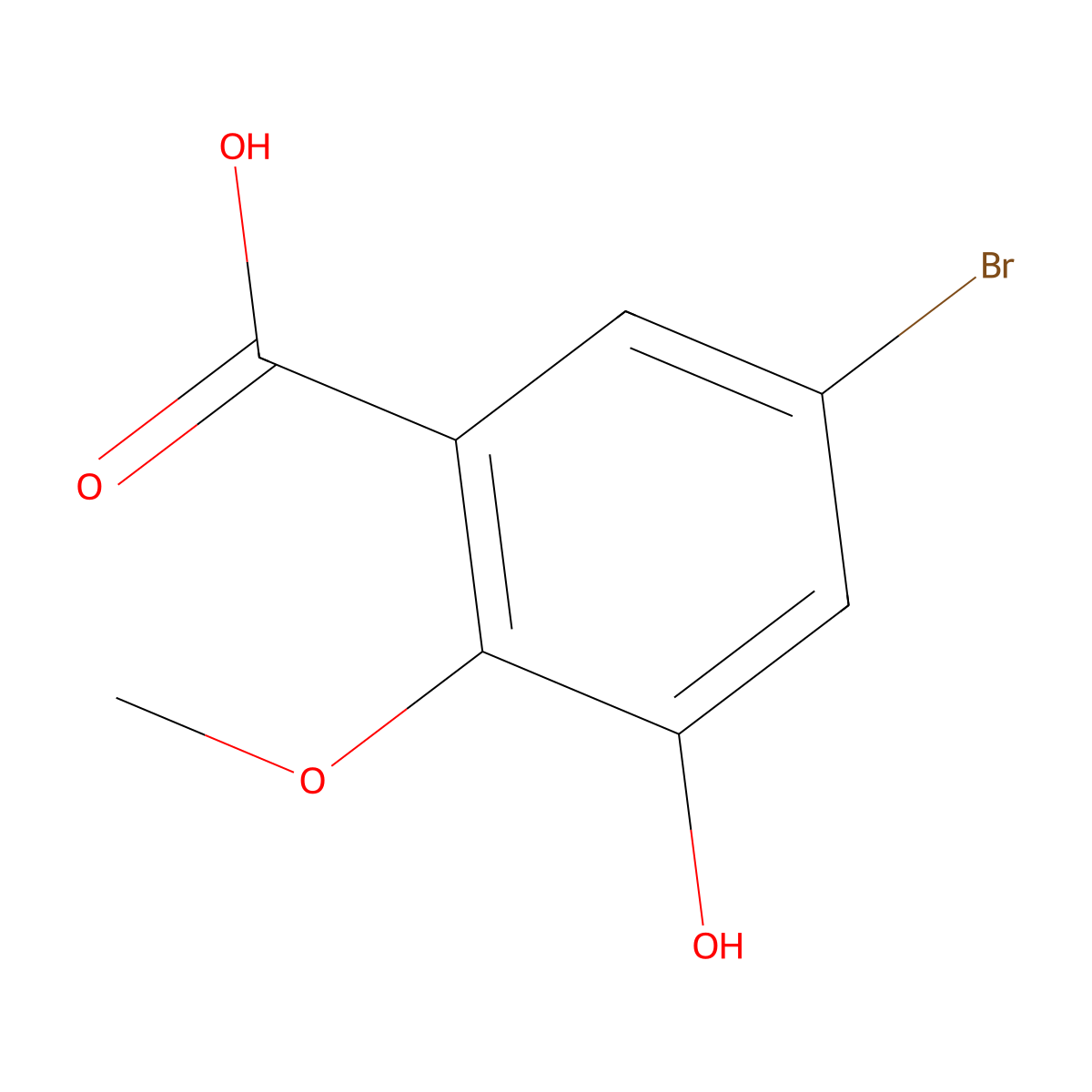 5-Bromo-3-hydroxy-2-methoxybenzoic acid molecular structure, CAS 107189-07-1