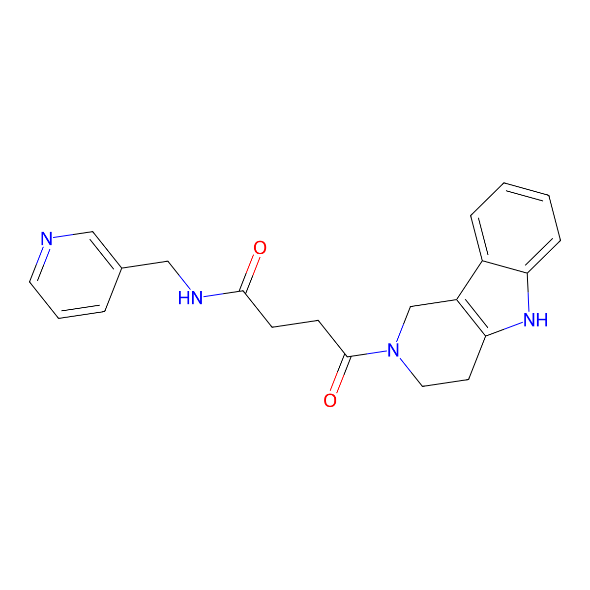 4-oxo-N-(pyridin-3-ylmethyl)-4-(1,3,4,5-tetrahydro-2H-pyrido[4,3-b]indol-2-yl)butanamide molecular structure, CAS 1071913-53-5