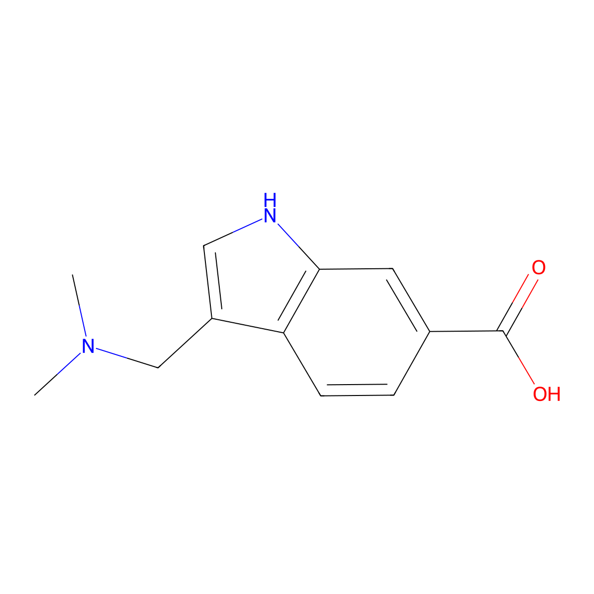 3-((dimethylamino)methyl)-1H-indole-6-carboxylic acid molecular structure, CAS 1071913-61-5
