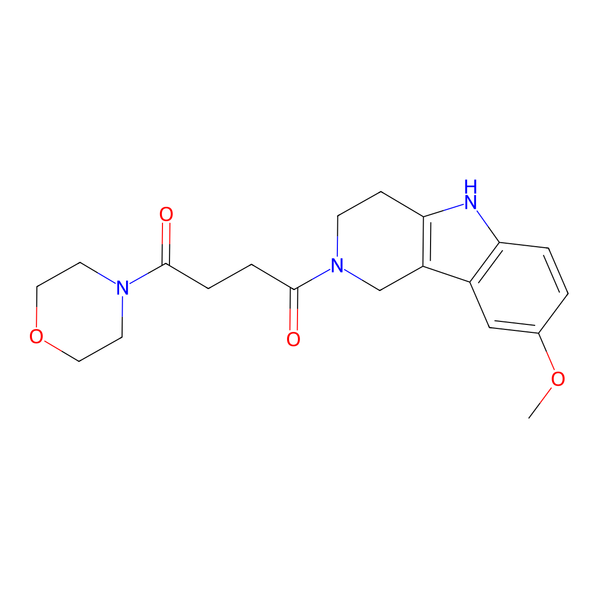 1-(8-methoxy-1,3,4,5-tetrahydro-2H-pyrido[4,3-b]indol-2-yl)-4-(morpholin-4-yl)butane-1,4-dione molecular structure, CAS 1071913-63-7