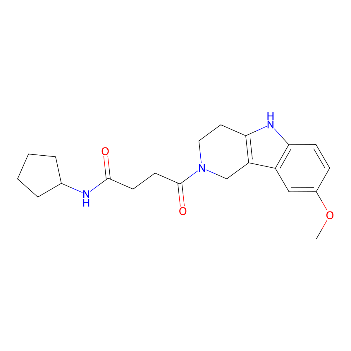 N-cyclopentyl-4-(8-methoxy-1,3,4,5-tetrahydro-2H-pyrido[4,3-b]indol-2-yl)-4-oxobutanamide molecular structure, CAS 1071913-64-8