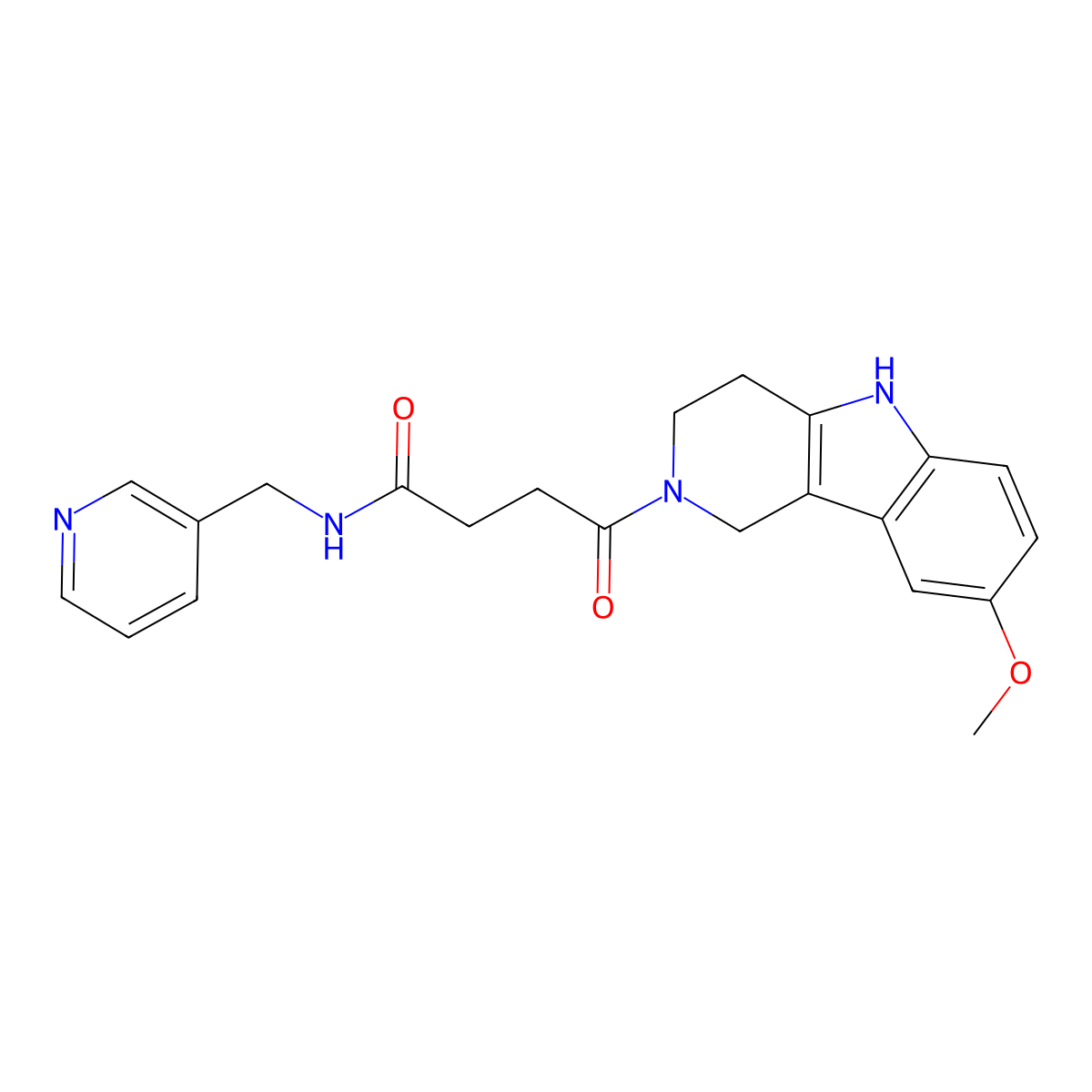 4-(8-methoxy-1,3,4,5-tetrahydro-2H-pyrido[4,3-b]indol-2-yl)-4-oxo-N-(pyridin-3-ylmethyl)butanamide molecular structure, CAS 1071913-66-0