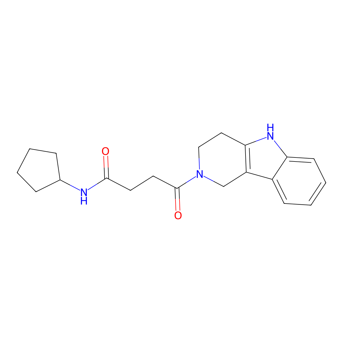 N-cyclopentyl-4-oxo-4-(1,3,4,5-tetrahydro-2H-pyrido[4,3-b]indol-2-yl)butanamide molecular structure, CAS 1071913-71-7
