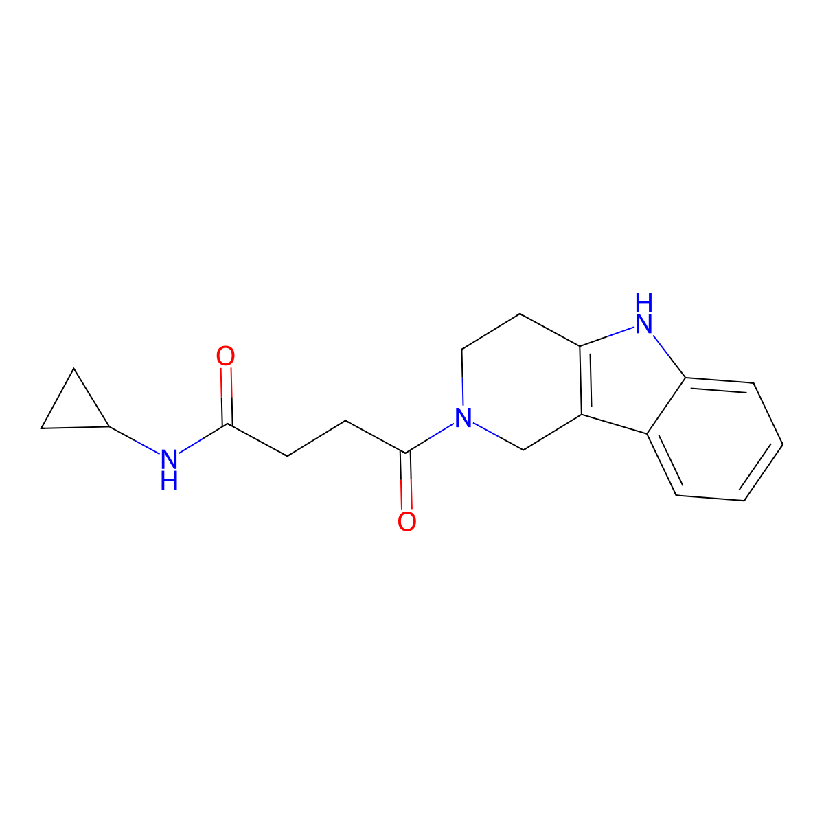 N-cyclopropyl-4-oxo-4-(1,3,4,5-tetrahydro-2H-pyrido[4,3-b]indol-2-yl)butanamide molecular structure, CAS 1071913-85-3