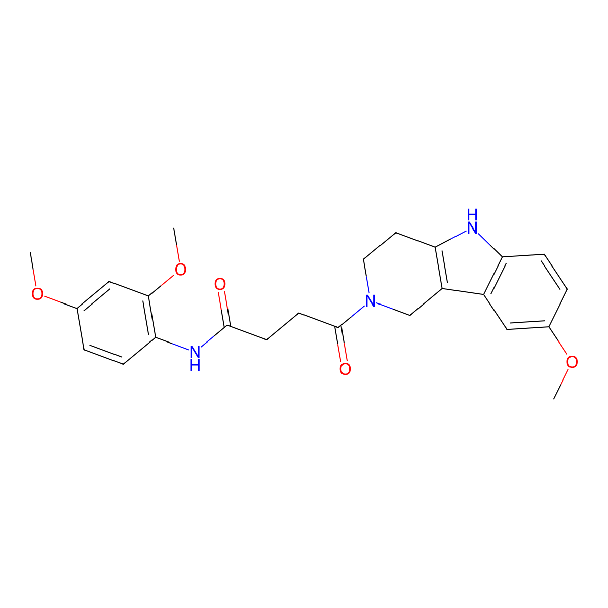 N-(2,4-dimethoxyphenyl)-4-(8-methoxy-1,3,4,5-tetrahydro-2H-pyrido[4,3-b]indol-2-yl)-4-oxobutanamide molecular structure, CAS 1071913-86-4