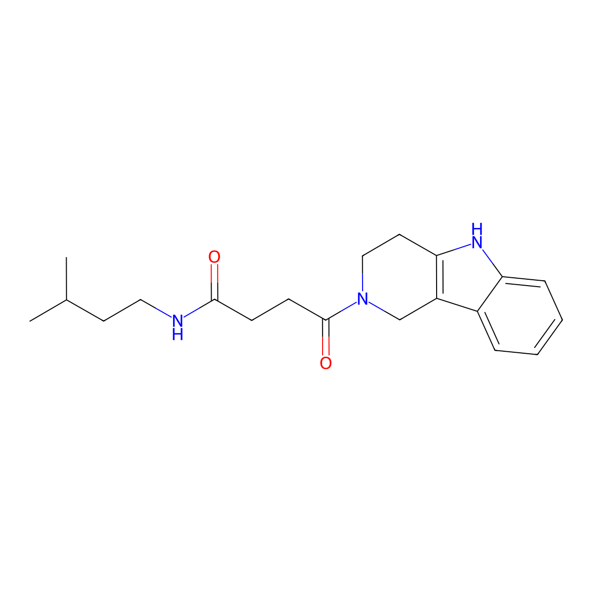 N-(3-methylbutyl)-4-oxo-4-(1,3,4,5-tetrahydro-2H-pyrido[4,3-b]indol-2-yl)butanamide molecular structure, CAS 1071913-91-1
