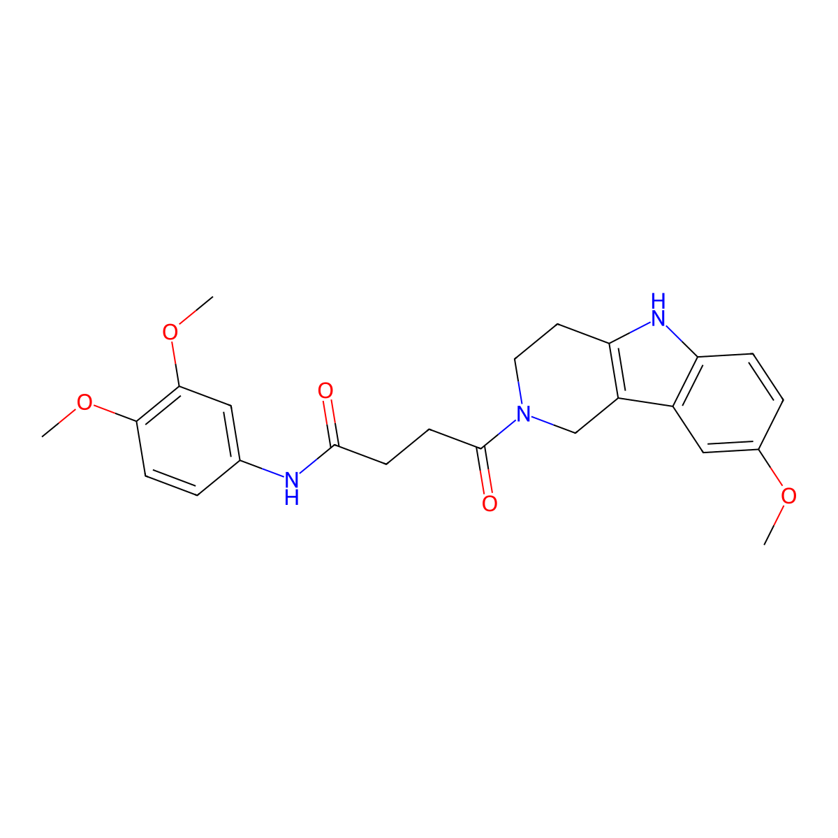 N-(3,4-dimethoxyphenyl)-4-(8-methoxy-1,3,4,5-tetrahydro-2H-pyrido[4,3-b]indol-2-yl)-4-oxobutanamide molecular structure, CAS 1071913-92-2