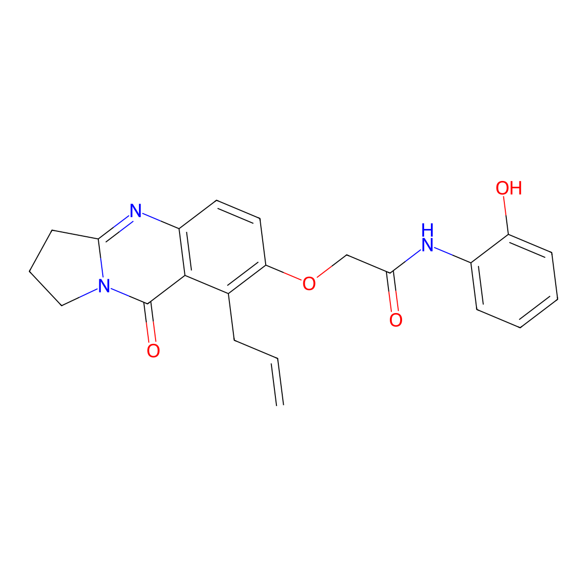N-(2-hydroxyphenyl)-2-{[9-oxo-8-(prop-2-en-1-yl)-1,2,3,9-tetrahydropyrrolo[2,1-b]quinazolin-7-yl]oxy}acetamide molecular structure, CAS 1071913-94-4