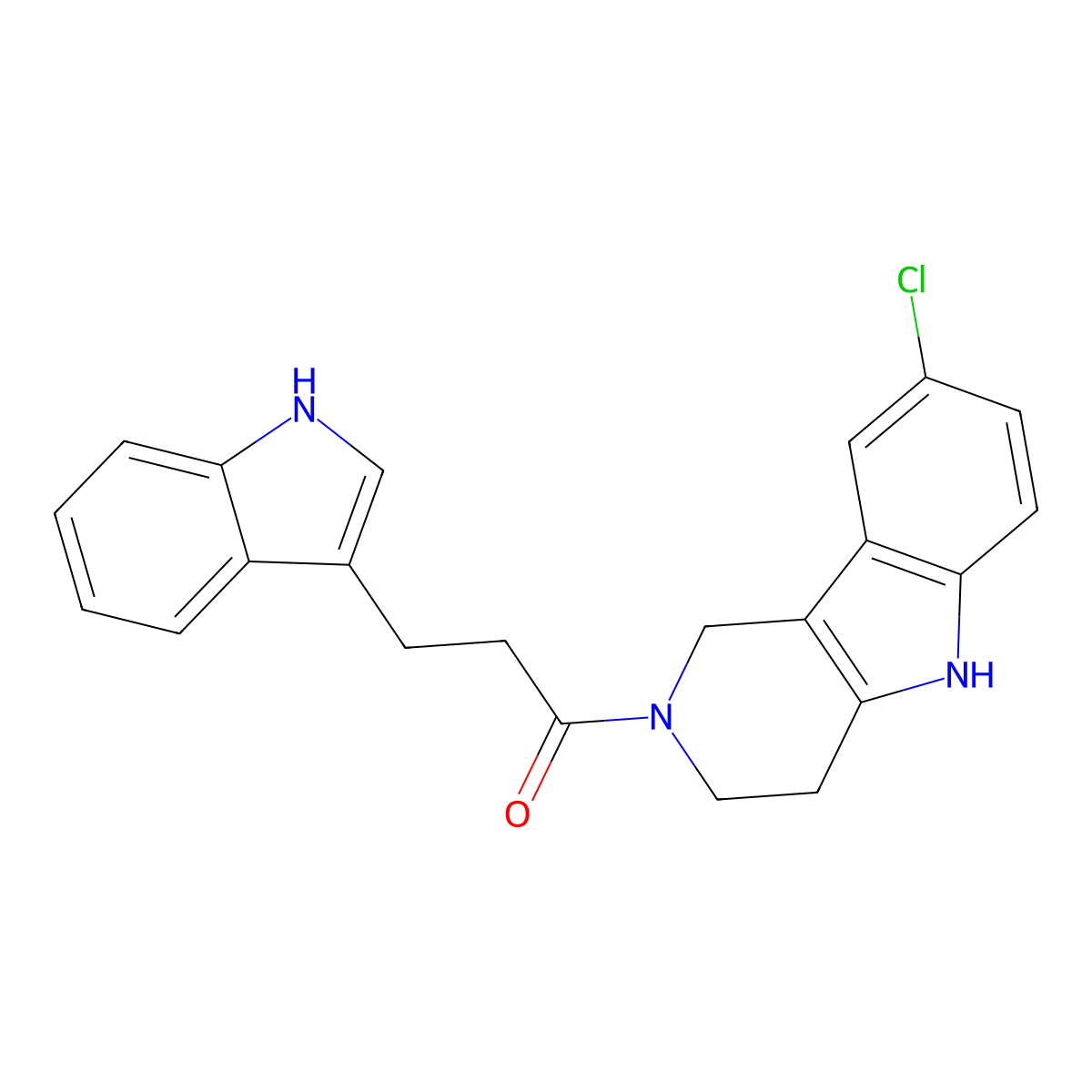 1-(8-chloro-1,3,4,5-tetrahydro-2H-pyrido[4,3-b]indol-2-yl)-3-(1H-indol-3-yl)propan-1-one molecular structure, CAS 1071913-98-8