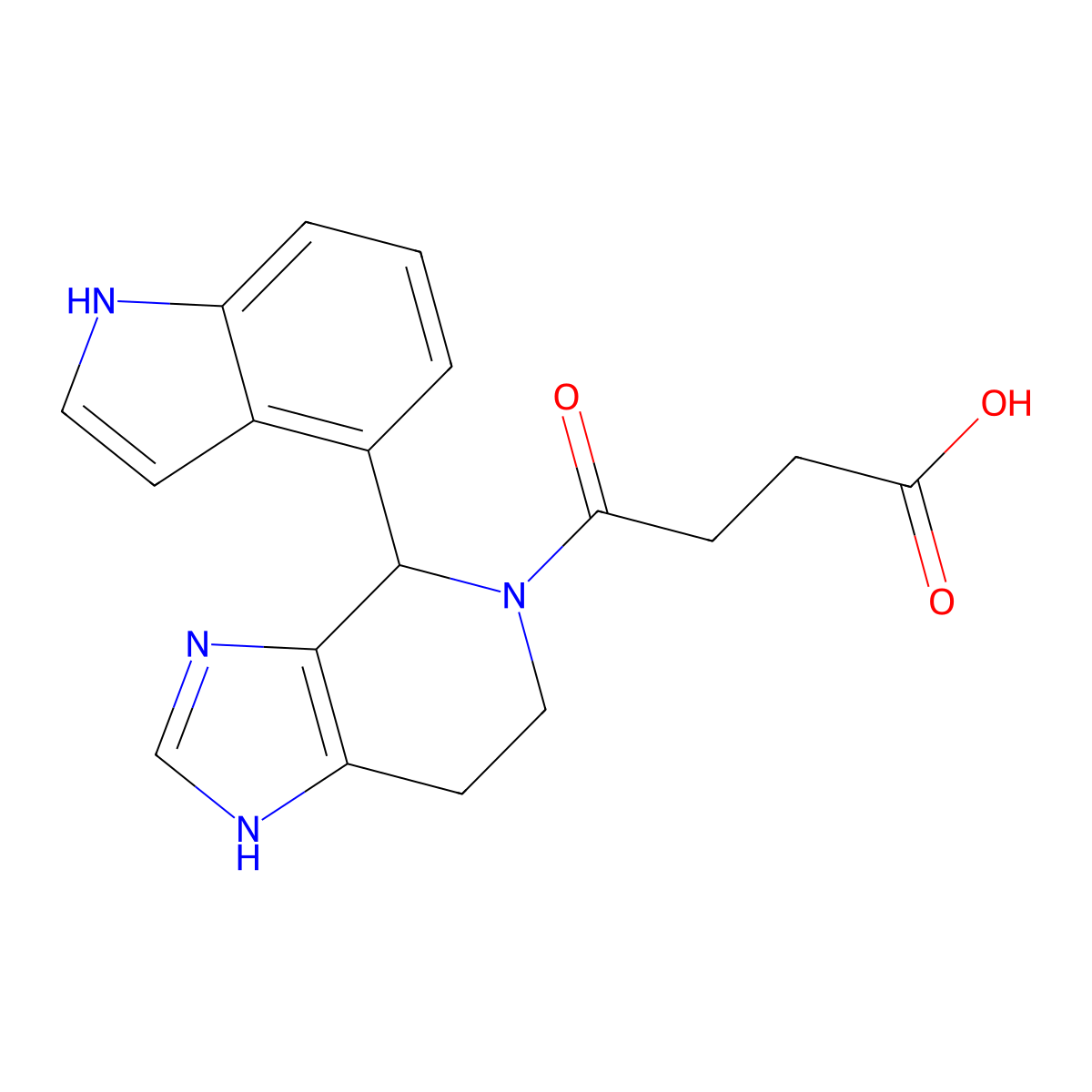 4-(4-(1H-indol-4-yl)-6,7-dihydro-3H-imidazo[4,5-c]pyridin-5(4H)-yl)-4-oxobutanoic acid molecular structure, CAS 1071914-00-5