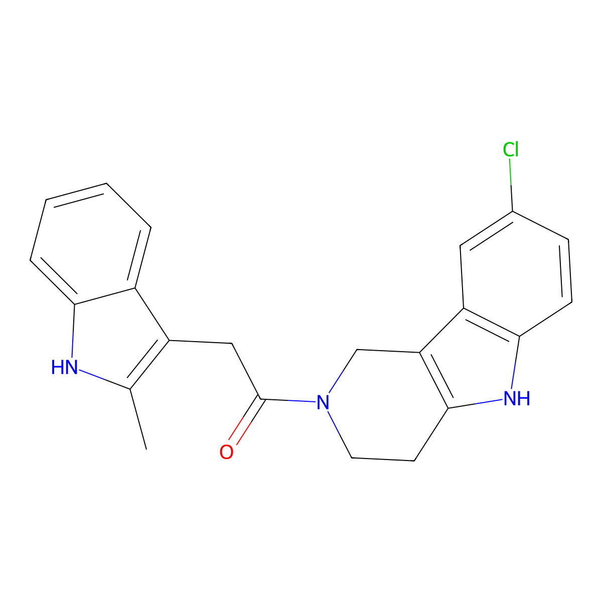 1-(8-chloro-1,3,4,5-tetrahydro-2H-pyrido[4,3-b]indol-2-yl)-2-(2-methyl-1H-indol-3-yl)ethanone molecular structure, CAS 1071914-41-4