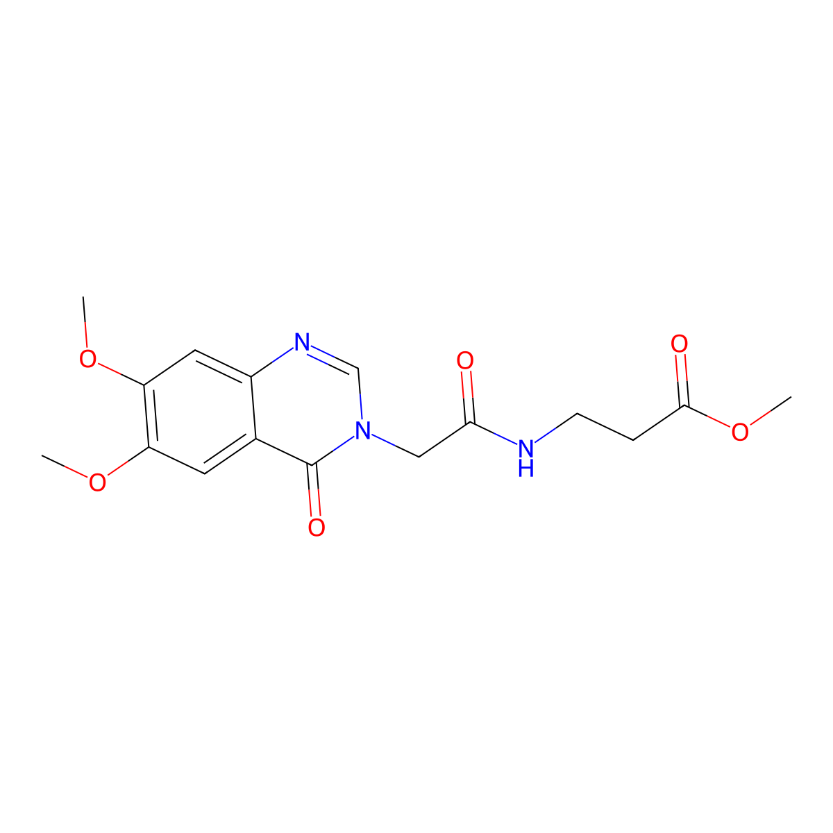 methyl N-[(6,7-dimethoxy-4-oxoquinazolin-3(4H)-yl)acetyl]-beta-alaninate molecular structure, CAS 1071914-46-9