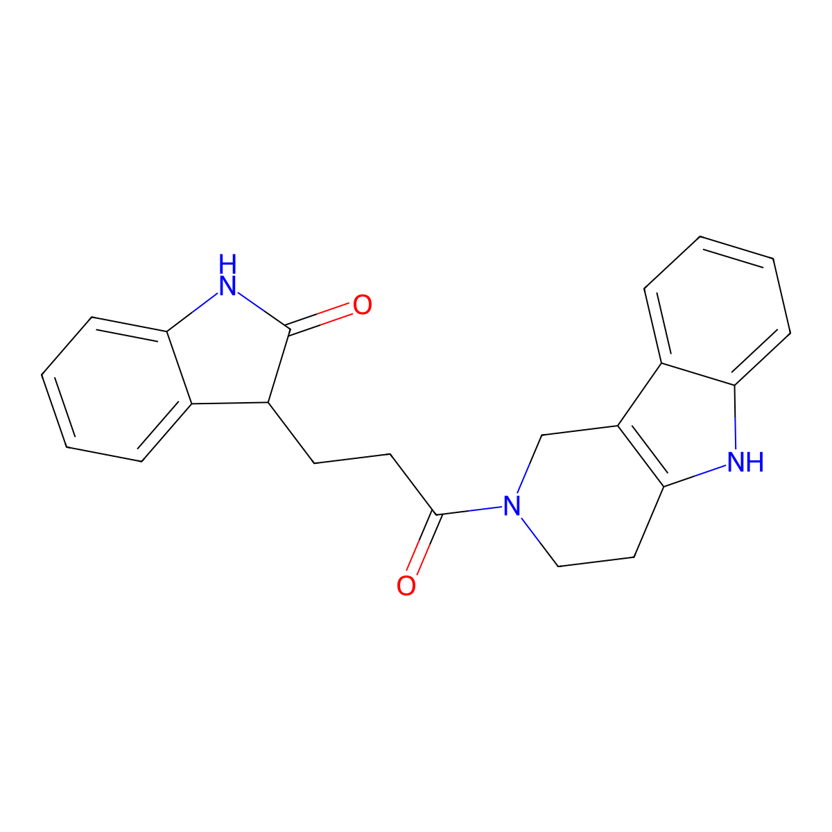 3-[3-oxo-3-(1,3,4,5-tetrahydro-2H-pyrido[4,3-b]indol-2-yl)propyl]-1,3-dihydro-2H-indol-2-one molecular structure, CAS 1071914-53-8