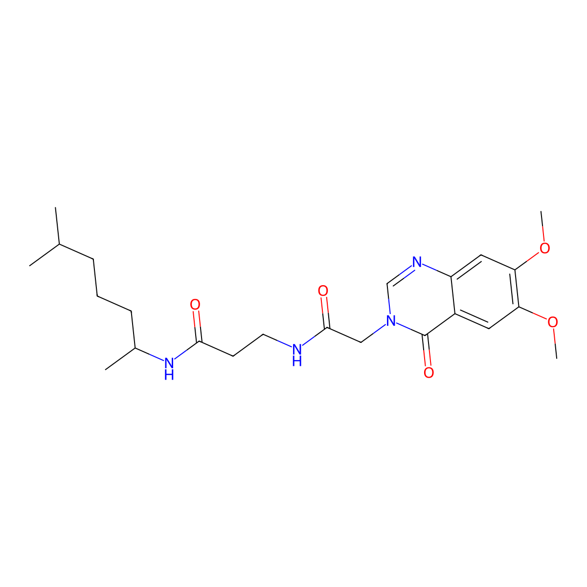 N~3~-[(6,7-dimethoxy-4-oxoquinazolin-3(4H)-yl)acetyl]-N-(6-methylheptan-2-yl)-beta-alaninamide molecular structure, CAS 1071914-60-7
