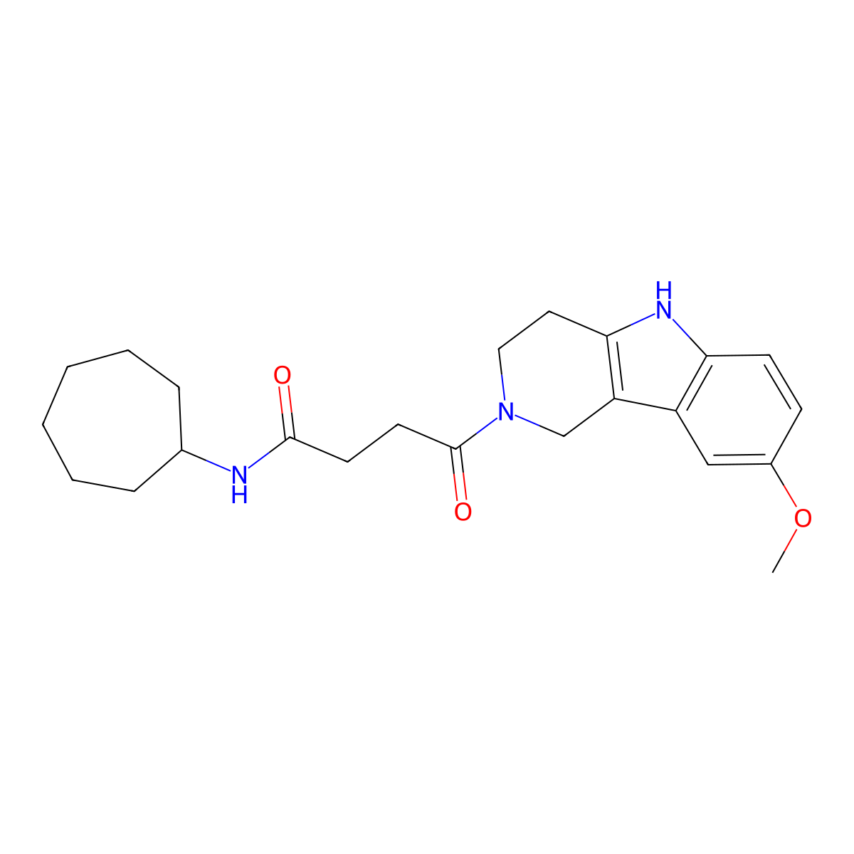 N-cycloheptyl-4-(8-methoxy-1,3,4,5-tetrahydro-2H-pyrido[4,3-b]indol-2-yl)-4-oxobutanamide molecular structure, CAS 1071914-71-0