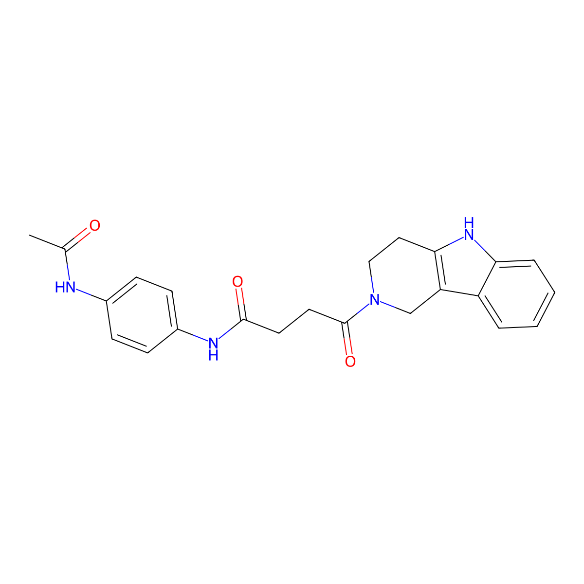 N-[4-(acetylamino)phenyl]-4-oxo-4-(1,3,4,5-tetrahydro-2H-pyrido[4,3-b]indol-2-yl)butanamide molecular structure, CAS 1071914-73-2