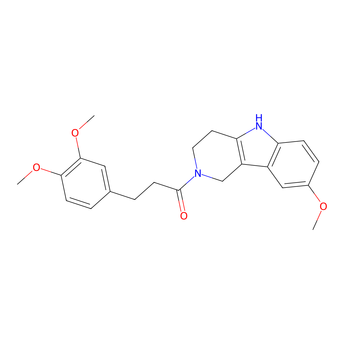3-(3,4-dimethoxyphenyl)-1-(8-methoxy-1,3,4,5-tetrahydro-2H-pyrido[4,3-b]indol-2-yl)propan-1-one molecular structure, CAS 1071914-79-8