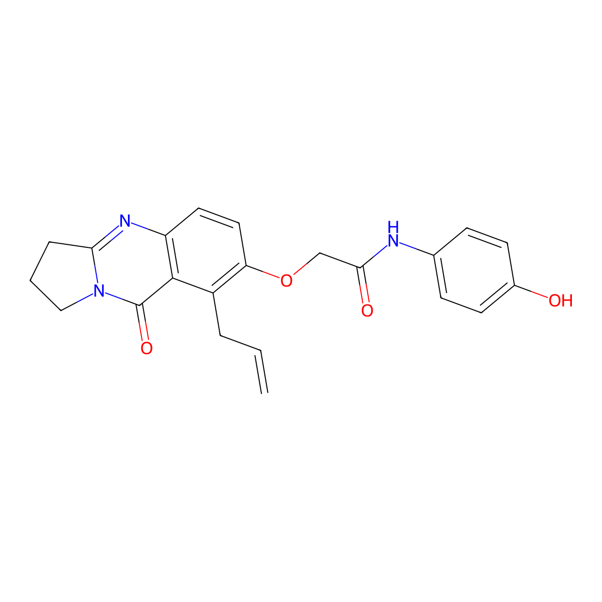 N-(4-hydroxyphenyl)-2-{[9-oxo-8-(prop-2-en-1-yl)-1,2,3,9-tetrahydropyrrolo[2,1-b]quinazolin-7-yl]oxy}acetamide molecular structure, CAS 1071914-92-5