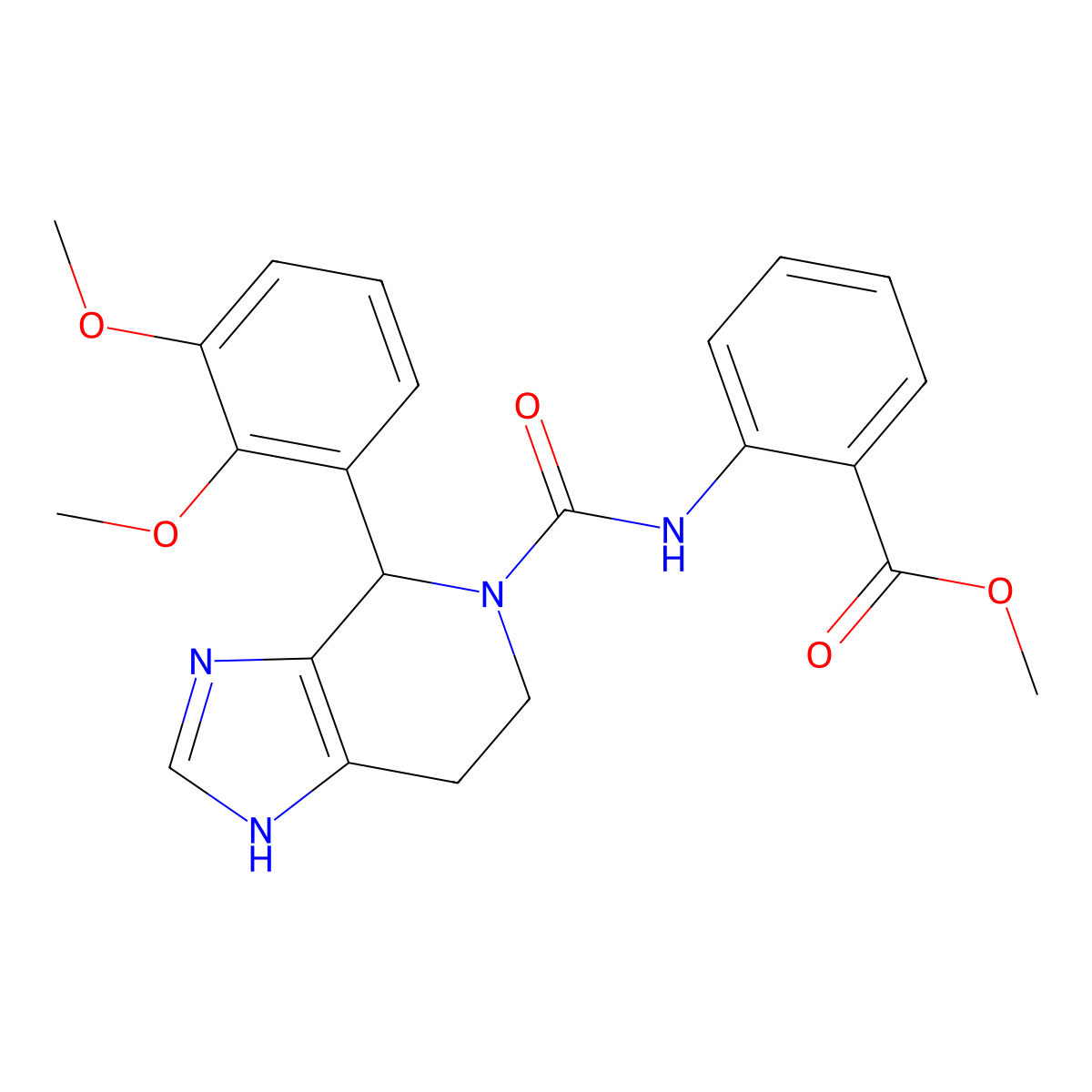 methyl 2-(4-(2,3-dimethoxyphenyl)-4,5,6,7-tetrahydro-3H-imidazo[4,5-c]pyridine-5-carboxamido)benzoate molecular structure, CAS 1071915-15-5