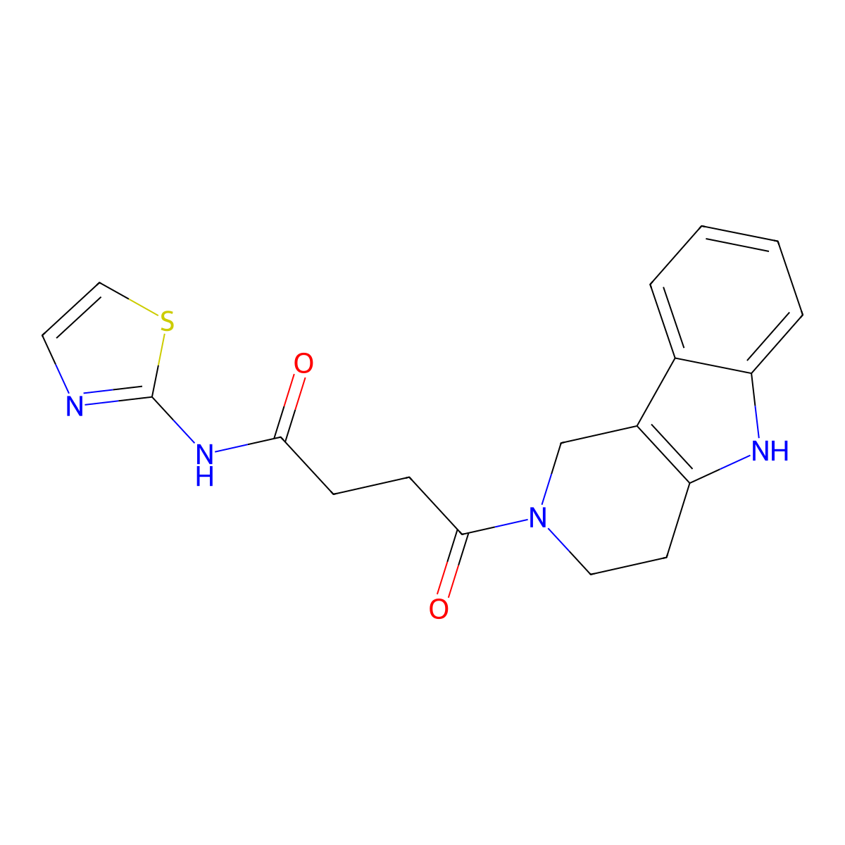 4-oxo-4-(1,3,4,5-tetrahydro-2H-pyrido[4,3-b]indol-2-yl)-N-(1,3-thiazol-2-yl)butanamide molecular structure, CAS 1071915-23-5