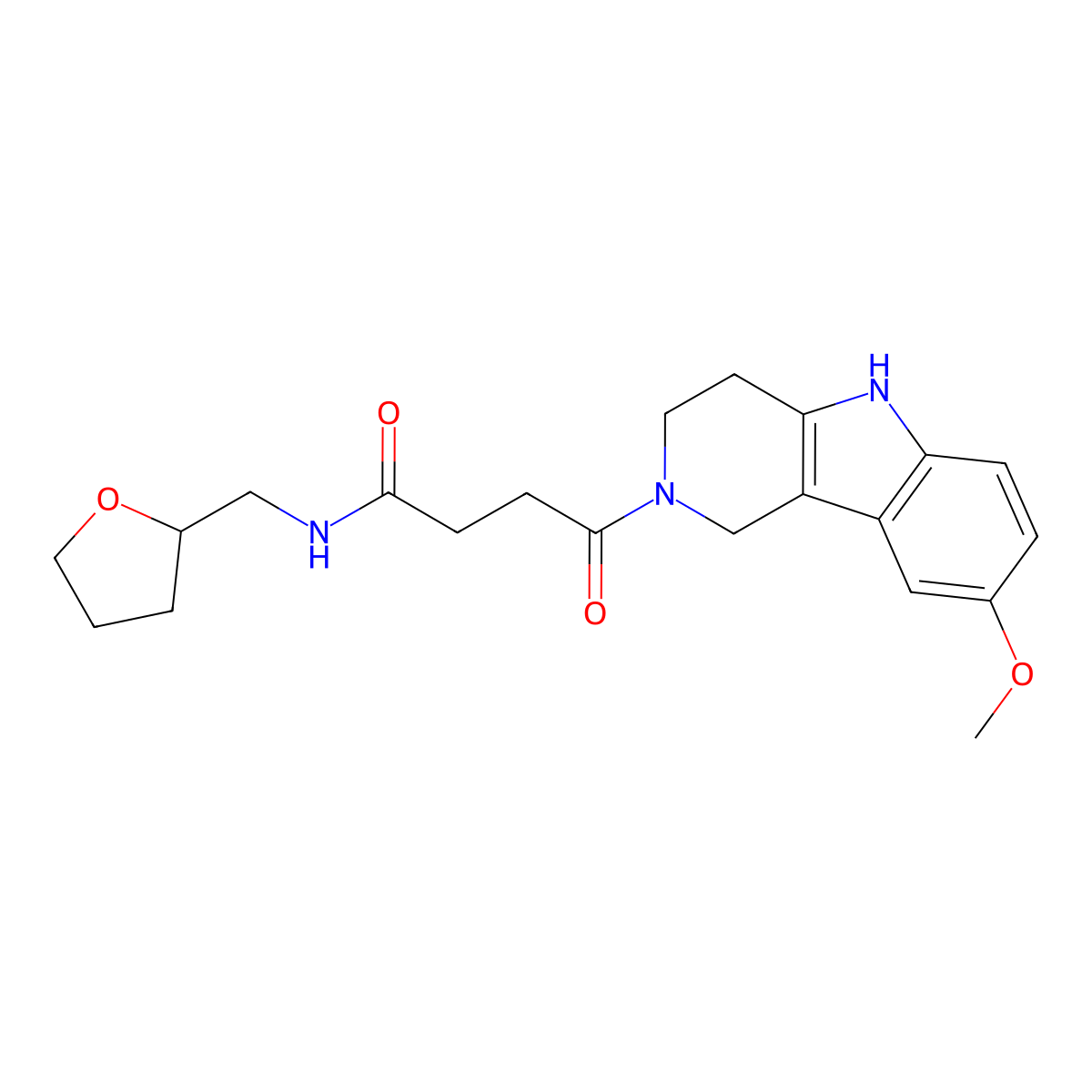 4-(8-methoxy-1,3,4,5-tetrahydro-2H-pyrido[4,3-b]indol-2-yl)-4-oxo-N-(tetrahydrofuran-2-ylmethyl)butanamide molecular structure, CAS 1071915-29-1