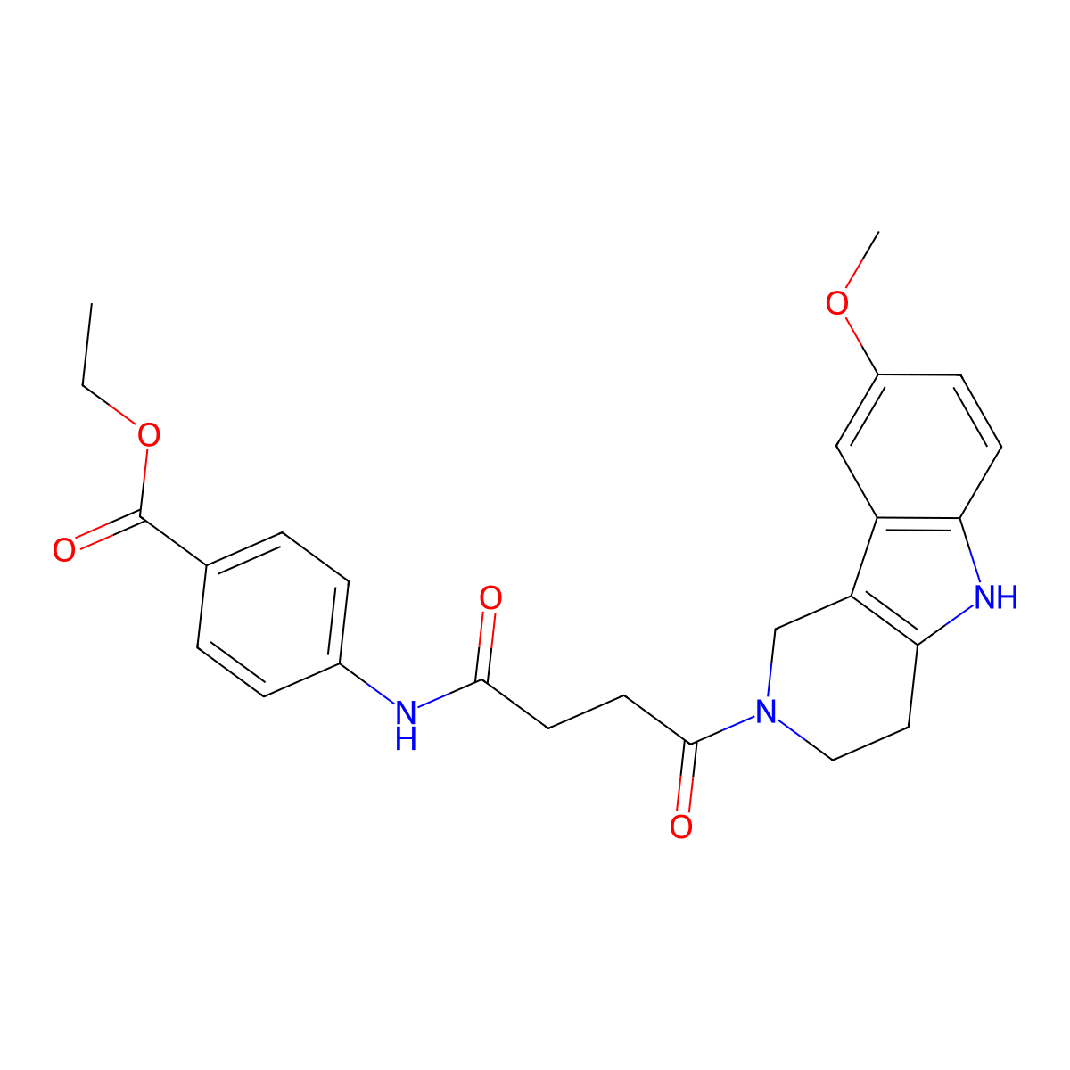 ethyl 4-{[4-(8-methoxy-1,3,4,5-tetrahydro-2H-pyrido[4,3-b]indol-2-yl)-4-oxobutanoyl]amino}benzoate molecular structure, CAS 1071915-32-6