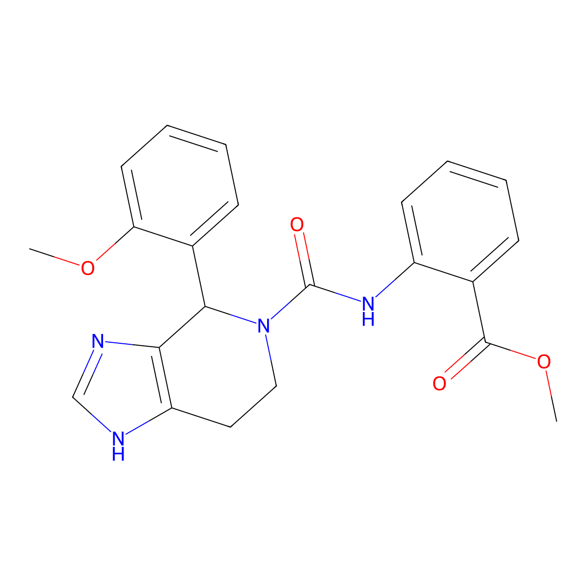 methyl 2-(4-(2-methoxyphenyl)-4,5,6,7-tetrahydro-3H-imidazo[4,5-c]pyridine-5-carboxamido)benzoate molecular structure, CAS 1071915-34-8