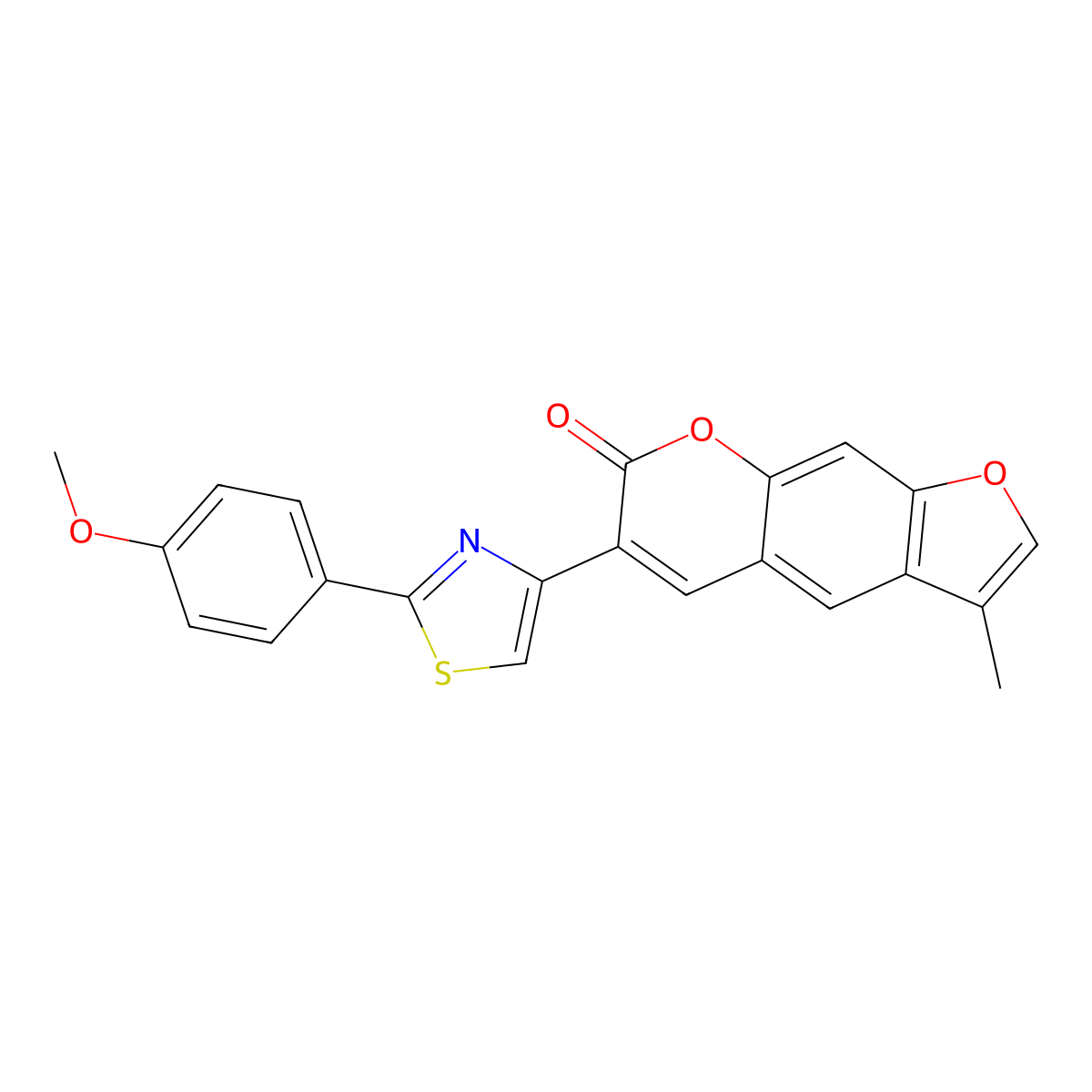 6-[2-(4-methoxyphenyl)-1,3-thiazol-4-yl]-3-methyl-7H-furo[3,2-g]chromen-7-one molecular structure, CAS 1071915-35-9