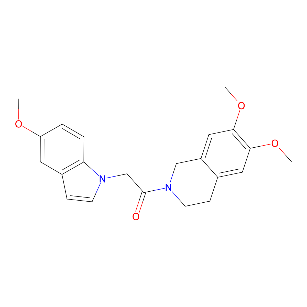 6,7-dimethoxy-2-[(5-methoxy-1H-indol-1-yl)acetyl]-1,2,3,4-tetrahydroisoquinoline molecular structure, CAS 1071915-39-3
